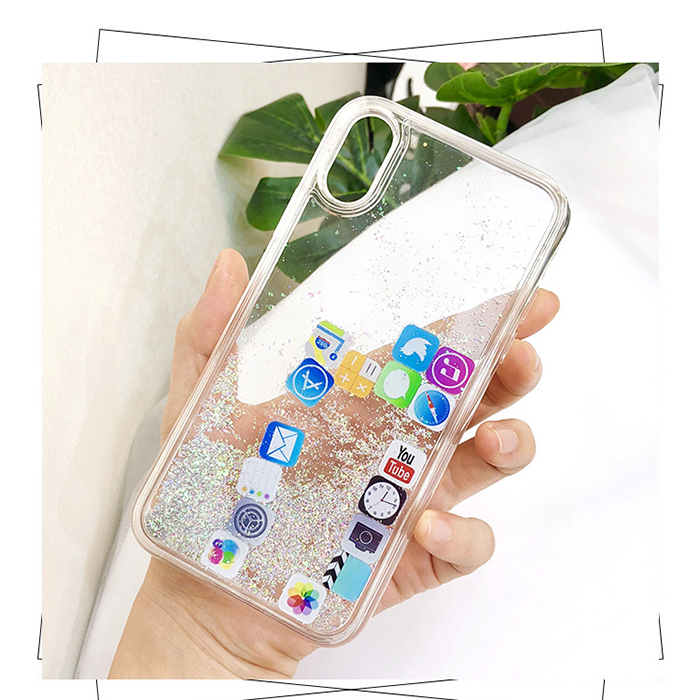 Жидкий блестящий чехол с плавающими значками для iPhone 14 Pro Max, мягкая задняя крышка