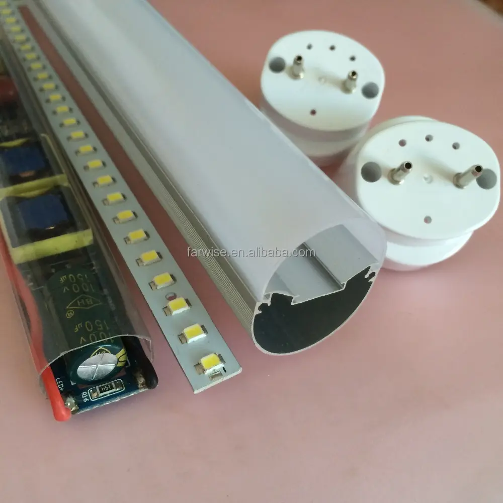 T8 LED Tube Housing SKD Profiles Kits T8-8 Aluminium alloy with PC Cover