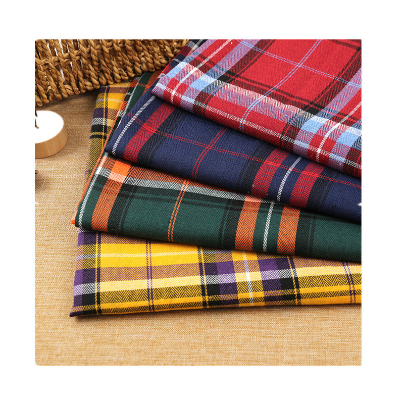 factory wholesale new arrival polyester cotton plaid fabric herringbone shirt fabric children coat clothing fabric