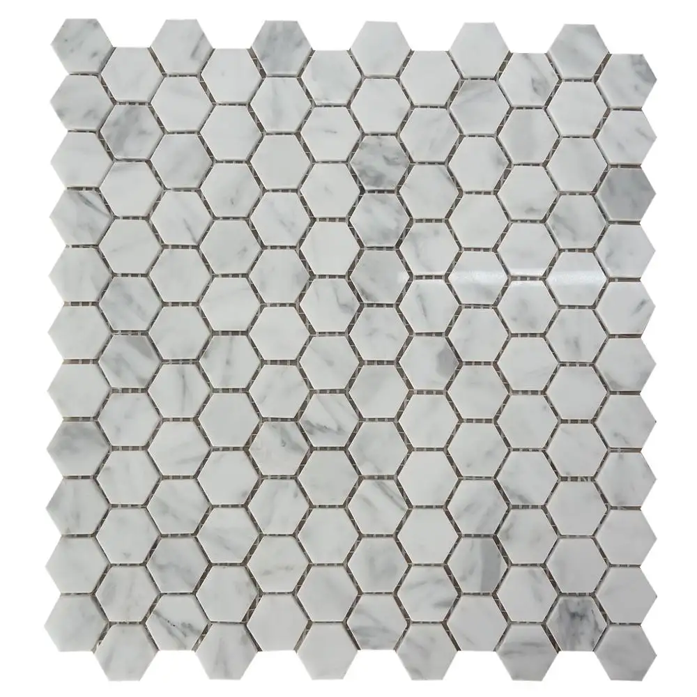 italy marble carrara white companies 25mm hexagon mosaic tile