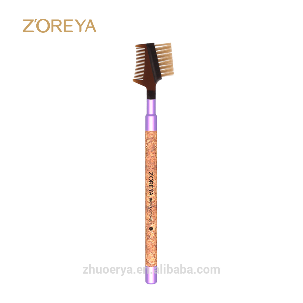 High quality custom logo makeup brush 2017 cork handle Brow Comb brushes