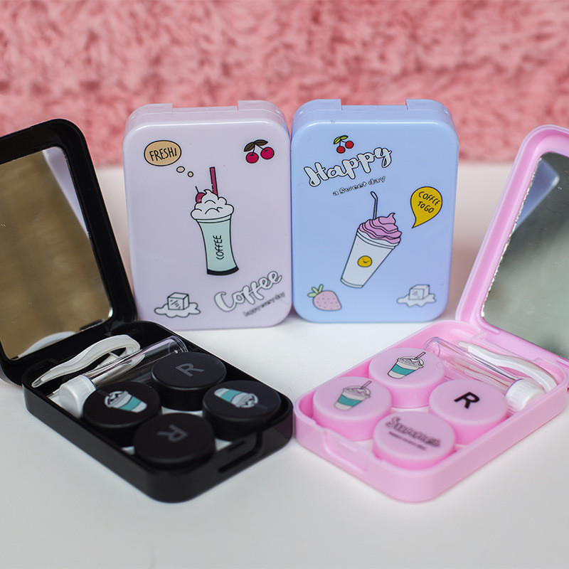 Ice cream contact lenses packaging box refreshing contact lens case box with two pairs dual box