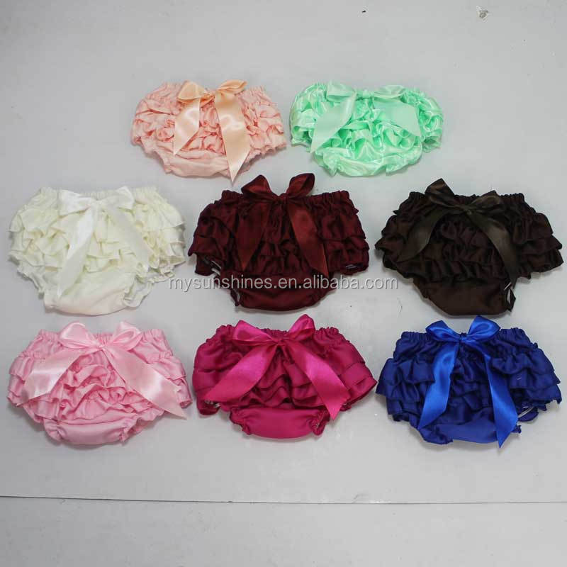 Cheaper Solid Color Baby Bloomers, Satin Ruffle Bloomer, Baby Bloomers Wholesale