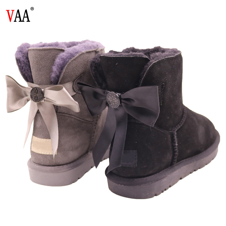 AN-CF-81 Winter Warm And Cheap Genuine Leather Faux Fur Snow Women Boots Shoes