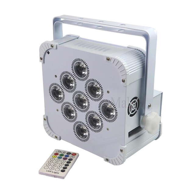 LED Quad RGWAUV плоский PAR 9x18W Аккумулятор мощность беспроводной dmx ИК пульт дистанционного управления
