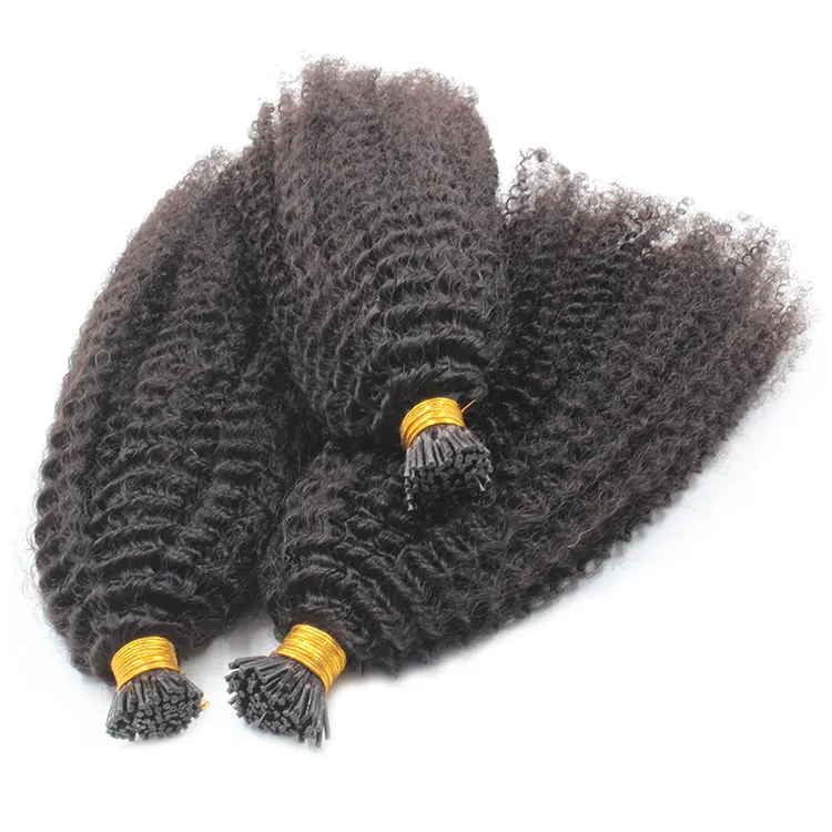 Afro Kinky Curly itip Hair Extension For Black Women Raw Mongolian Hair