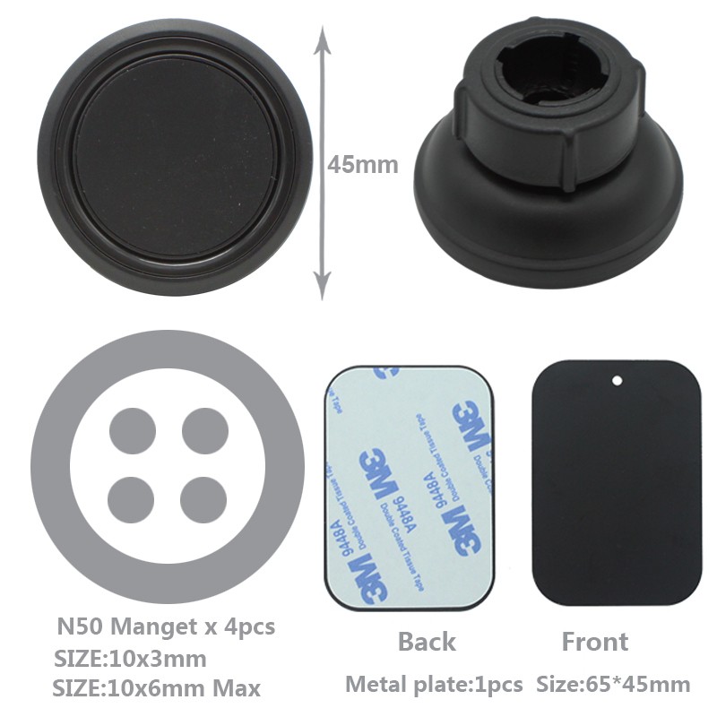 Magnetic Cell Phone Mount for Car 360 Degree Rotation Air Vent Phone Holder Cradle with 3M Adhesive iron plate