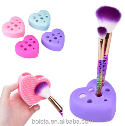 Heart Silicone Makeup Brush Cleaning Washing Mat Pad Cosmetic Brush Cleaner
