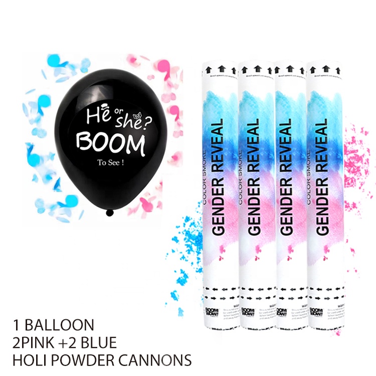 Boomwow идея показа пола включает в себя 2 шт 12 'Holi порошок Cannon и 36' черный шар предварительно заполненный Синий Розовый конфетти