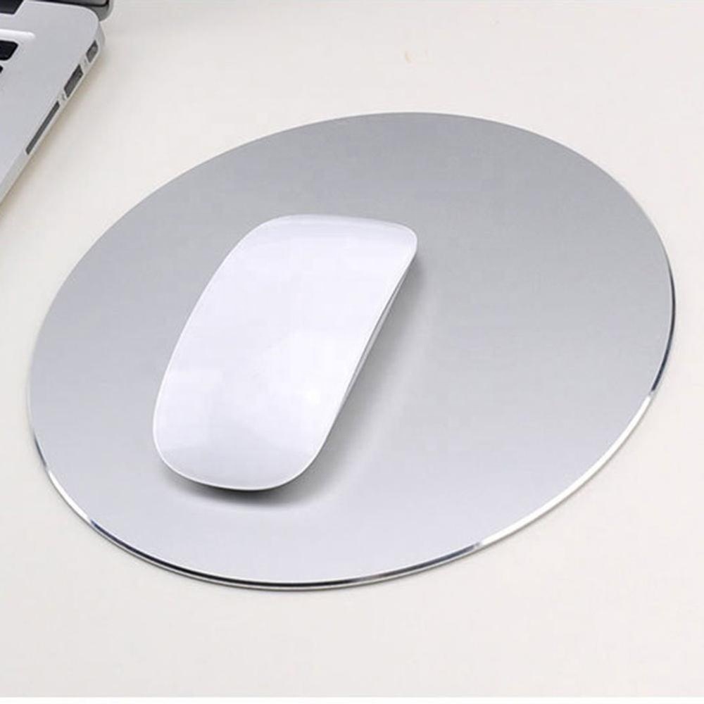 Mouse Mat Circular Gaming Aluminium Metal Mouse Pad with Waterproof Non Slip Rubber Base Frosted Surface for Apple Macbook