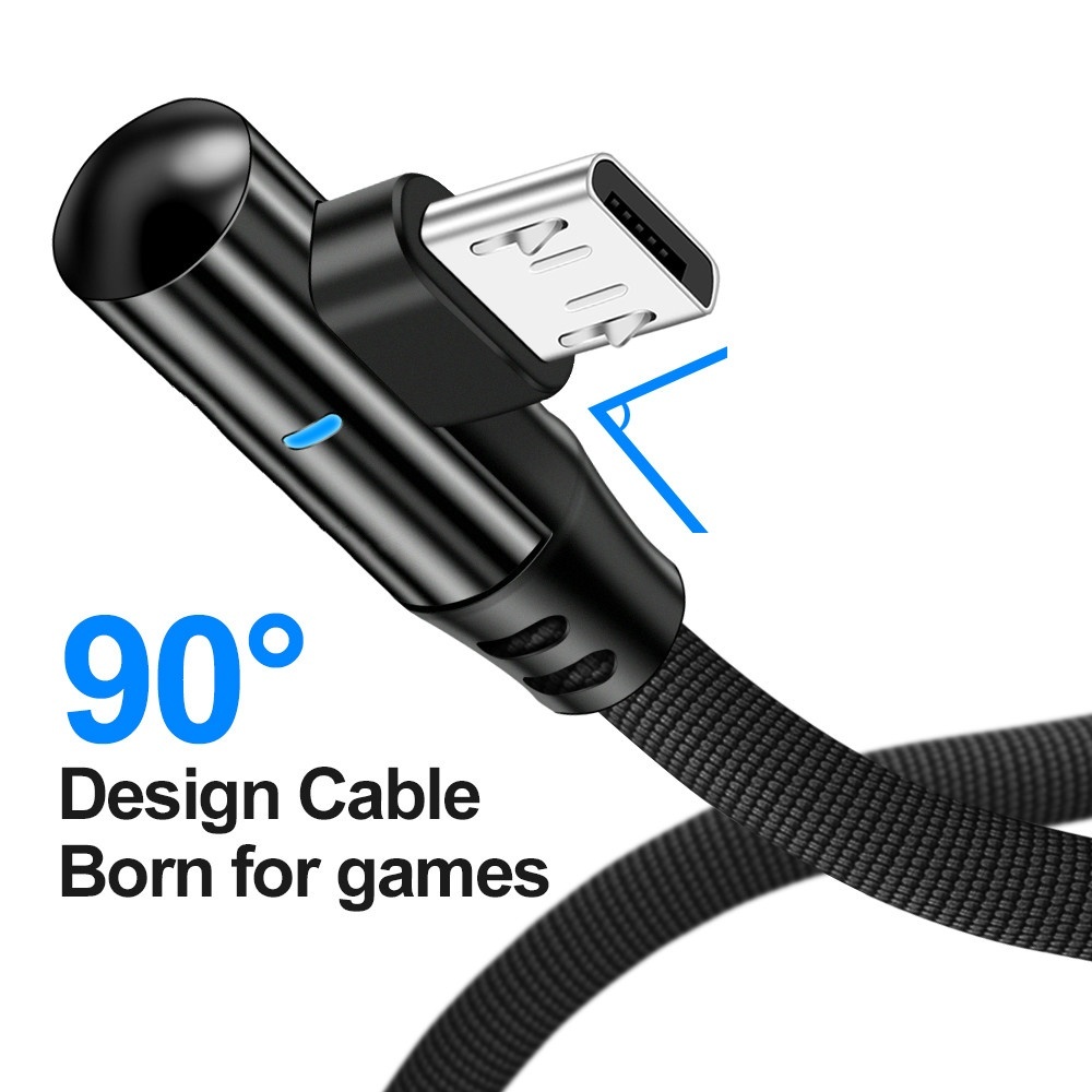 Светодиодный индикатор 90 градусов USB кабель для iPhone Мирко usb зарядное устройство кабель L Тип быстрой зарядки кабель для samsung