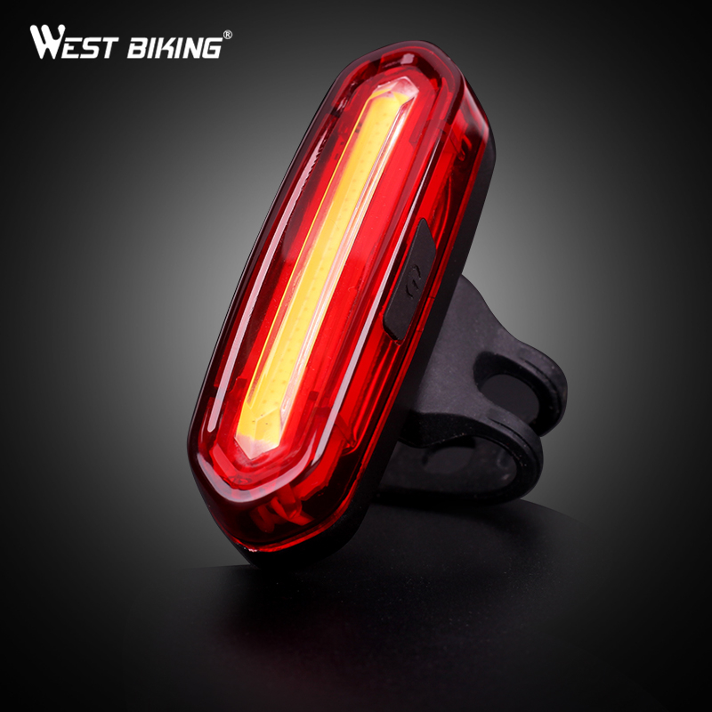 WEST BIKING Waterproof Bicycle USB Rechargeable Caution Safe Light And Six Modes Super Bright Splash-proof LED Bike Rear Light