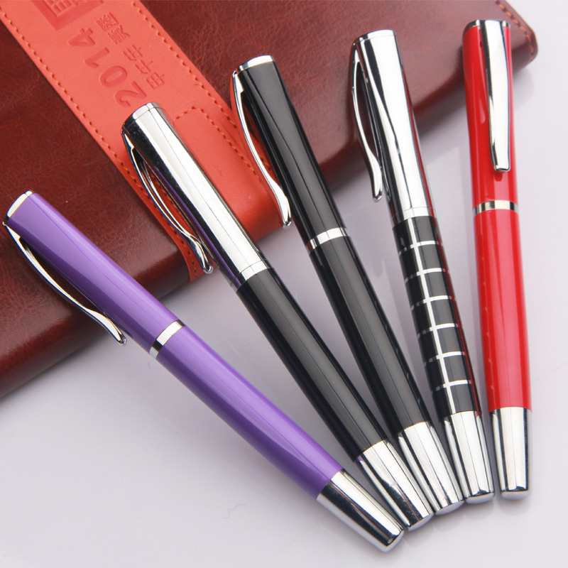 Chrome color gift roller pen promotion silk screen logo copper roller ball pen