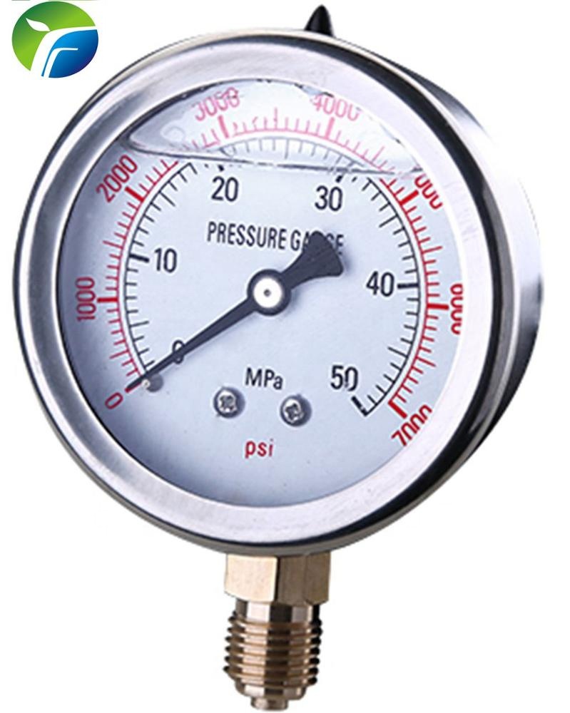 2,5 дюйма 63 мм 50mpa 7000psi Нижним Подключением, заполненное жидкостью манометр 2,5 дюймовые рыболовные плоскогубцы из нержавеющей стали манометры