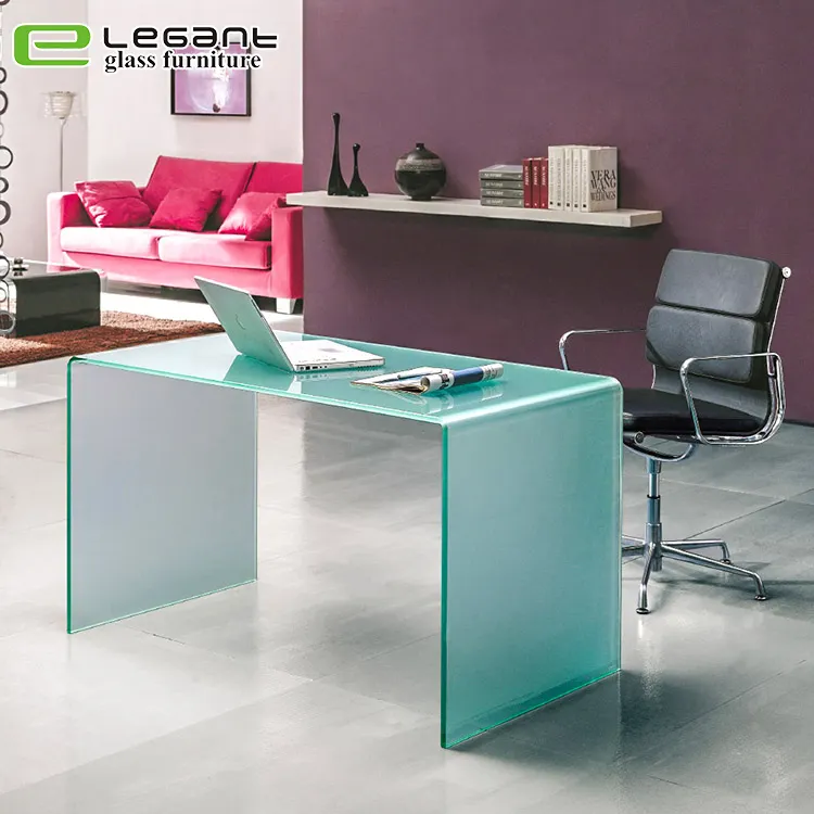 Modern hot bending office computer table / latest glass office table designs