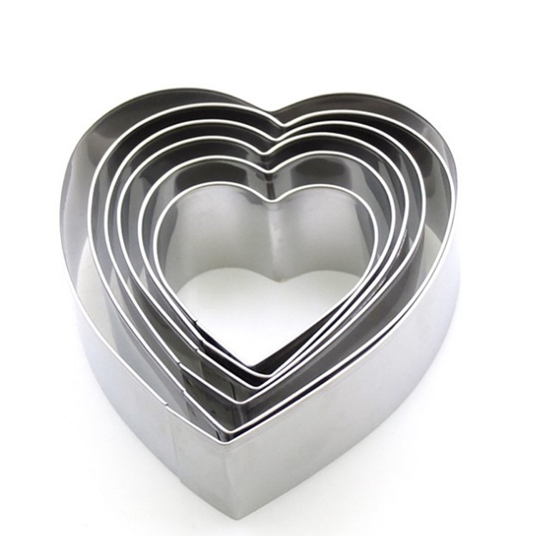 Bakeware stainless steel heart-shape mousse ring 6pcs/sets of biscuit cutting mold tiramisu cake mold