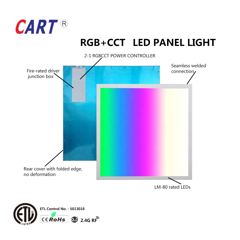 Светодиодная панель RGB RGBW RGBCCT ETL, управляемая по Wi-Fi через Мобильный планшет, энергосберегающая, без мерцания, высокая яркость