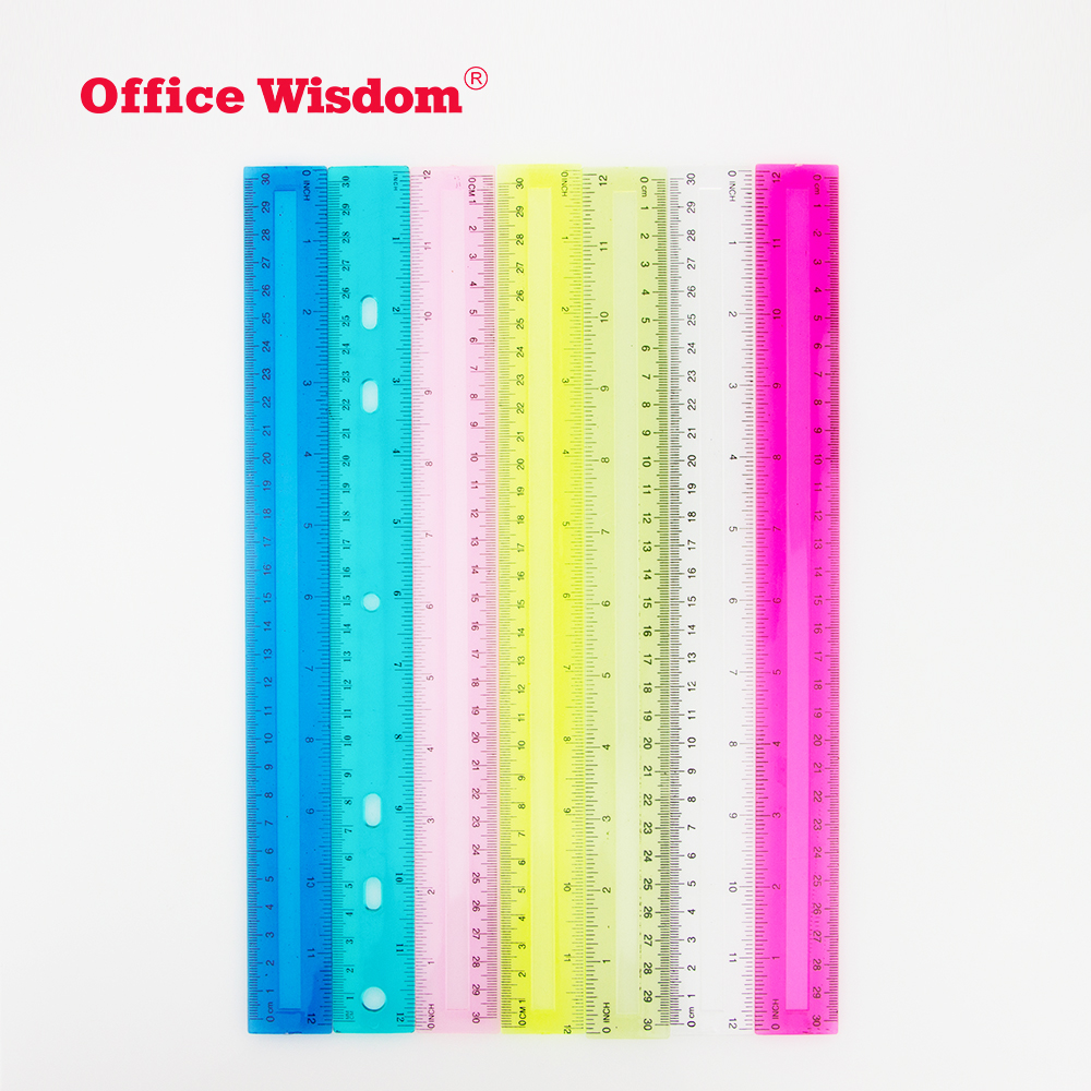 30cm scale plastic ruler 12inch colorful straight ruler Transparent colored different design DIY drawing plastic ruler