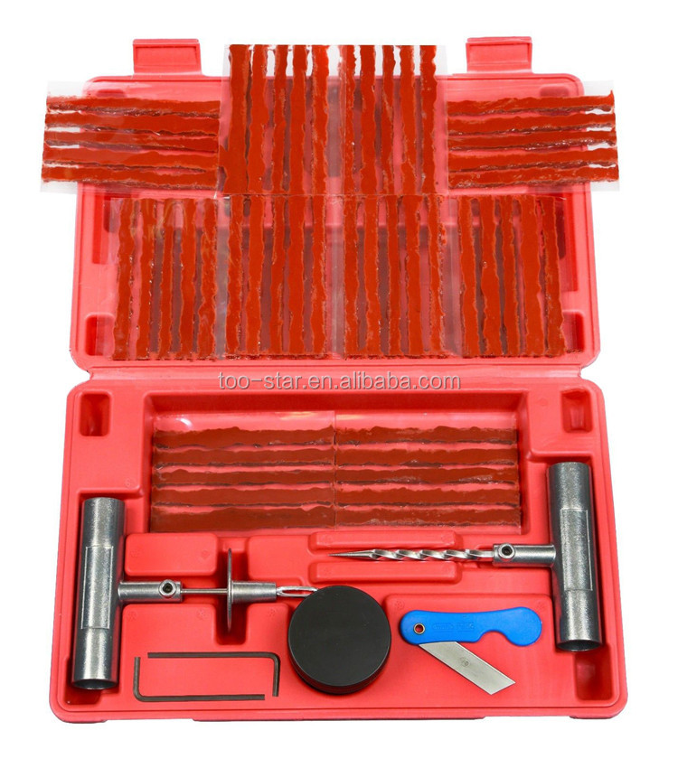 57pc Car Truck Wheel Tire Repair Steel Tool Kit Puncture Plug Patch Mending Fix Set