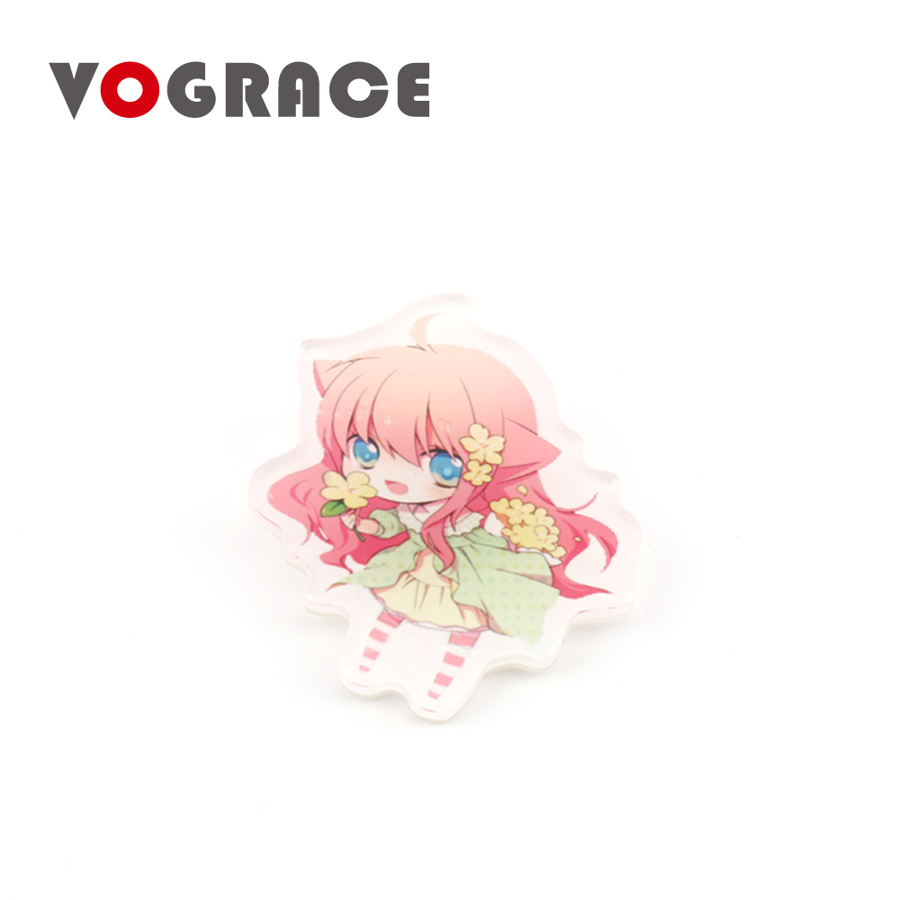 Vograce, высокое качество, оптовая продажа, индивидуальный логотип, индивидуальная пустая пластиковая кнопка, акриловый значок