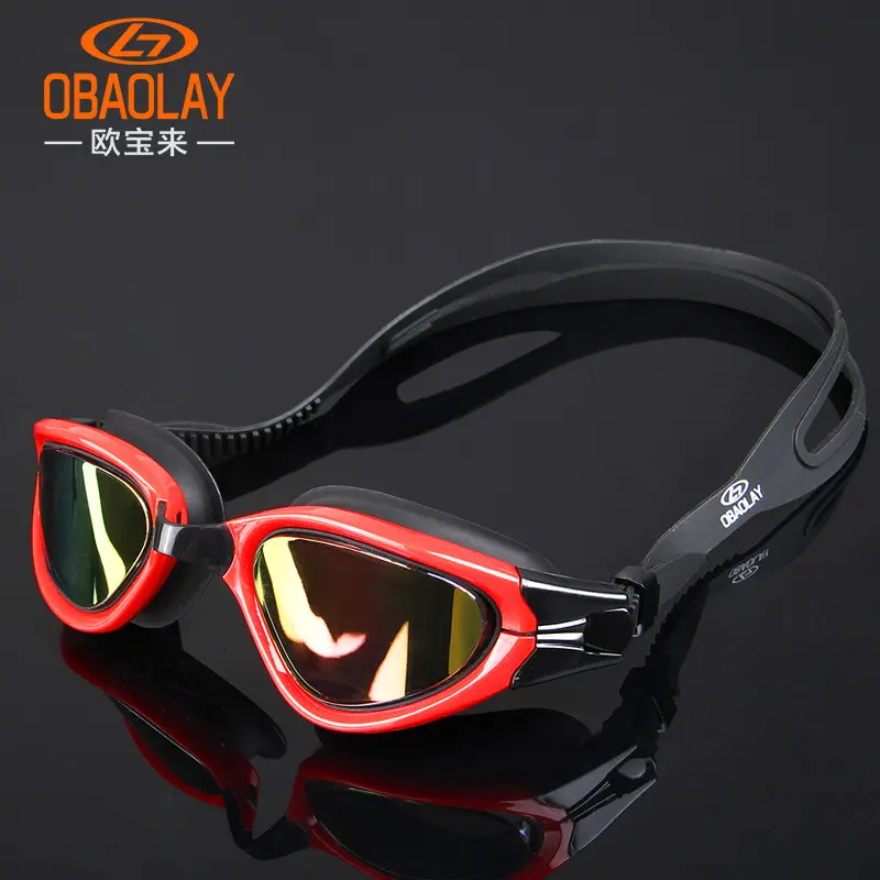 High Quality anti fog adult swim goggles mirror coating wide view swimming goggles with myopic lens Silicone Sport Eyewear