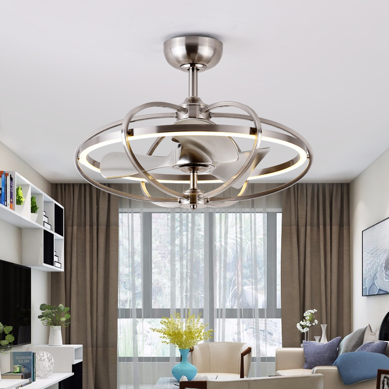 Contemporary simple household electric LED aluminium material condole fan anion ceiling fan light