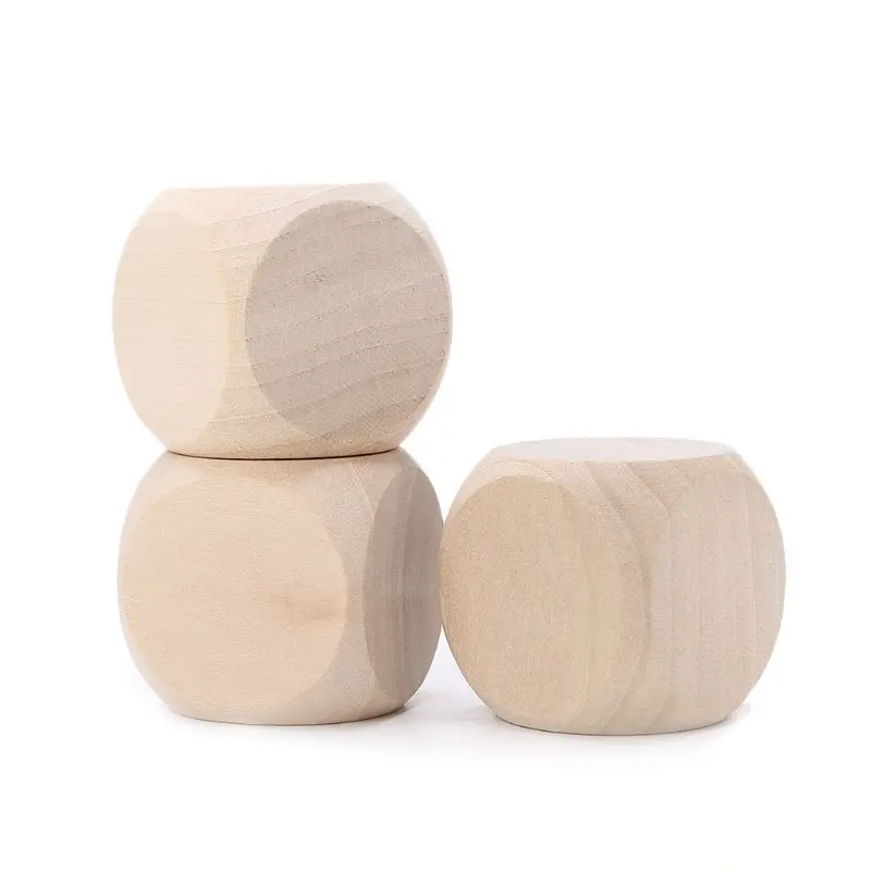 2019 New Natural 40mm Blank Wood Dice Kid Toys Printing Engraving Write Painting DIY Family Game
