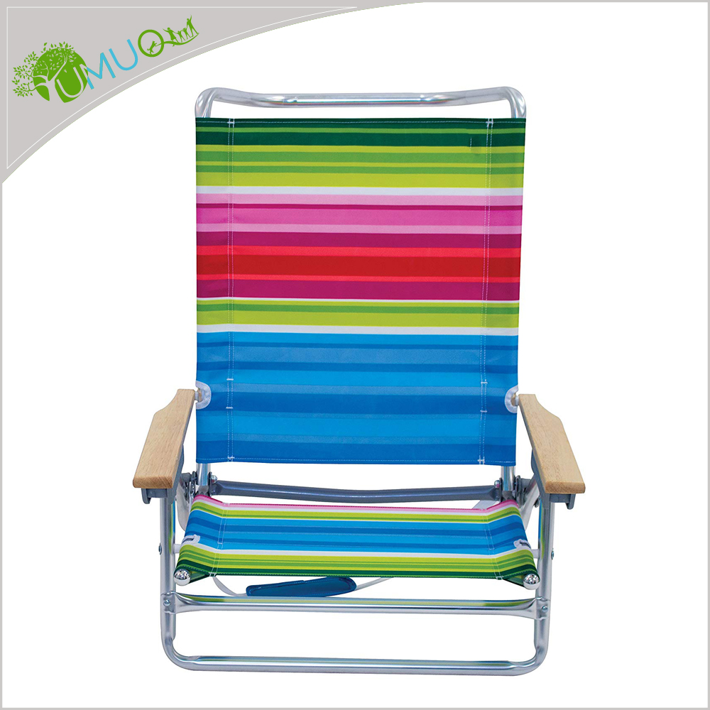 YumuQ Outdoor Camping Foldable Portable Folding Aluminum Lay Flat Wooden Beach Chair