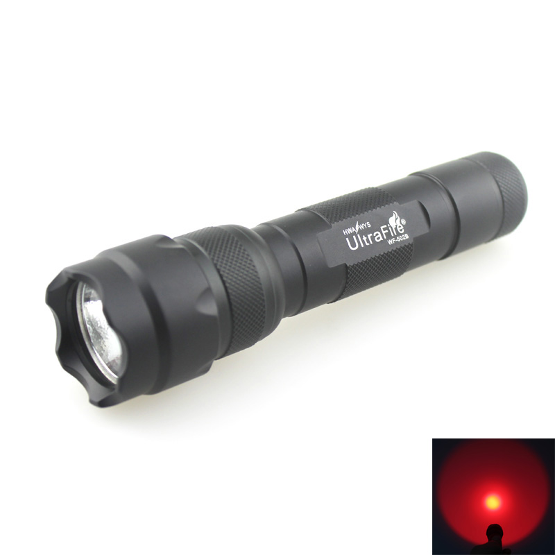 Фонарь с красным светом UltraFire WF-502B 3 Вт CREE XR-E Q5 красный свет 620 нм светодиодный фонарик