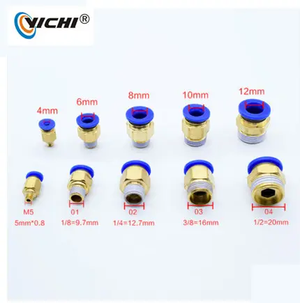 PC8-02 8-01 pneumatic air fitting one touch quick brass straight RC PT thread joint quick connect fitting