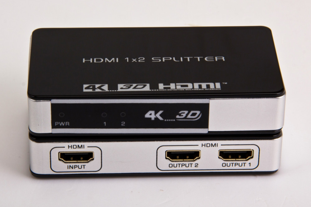 1x2 HDMI box с поддержкой разрешения до 4k @ 30 Гц, 3D 1 в 2 выхода HDMI сплиттер