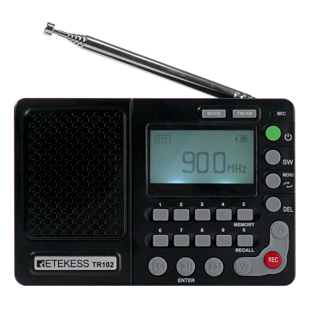 Портативный радиоприемник World Band FM AM SW, mp3-плеер, записывающее устройство с таймером сна Retekess TR102 V115, обновленная версия