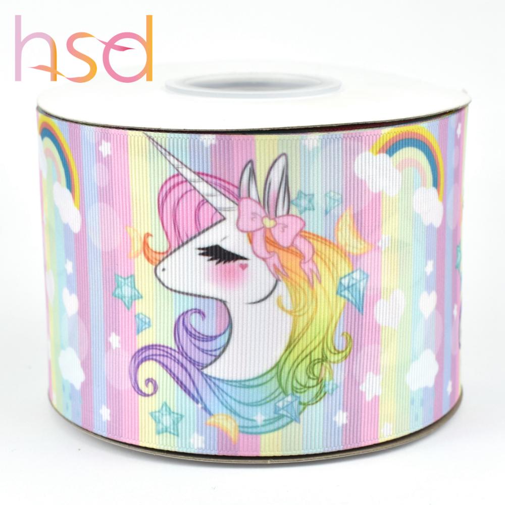 HSD Единорог шаблон Стиль передачи тепла grosgrain ленты