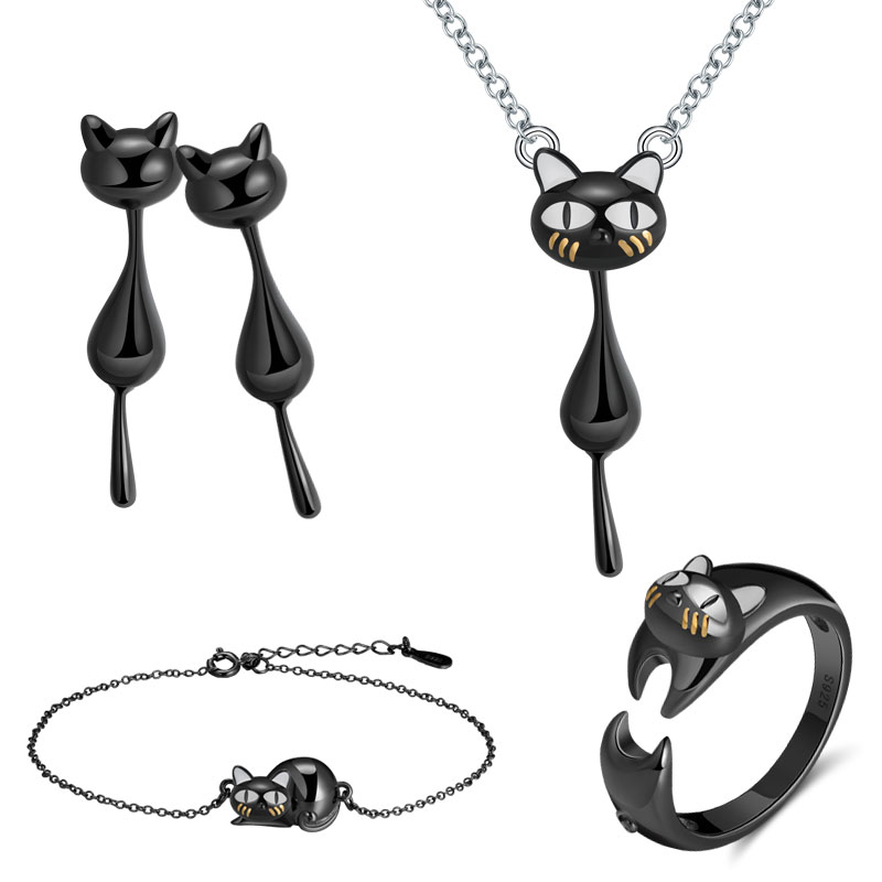 ювелирные изделия Cat Shaped Китай Оптовая Продажа 925 стерлингового серебра комплект ювелирных изделий для девочек женщин