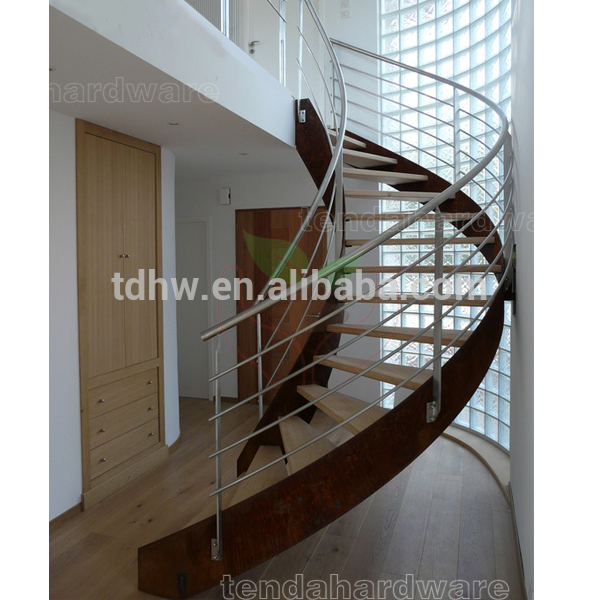 Arc лестницы с деревянной шаги/сталь дерево двойной Стрингер изогнутые staircae