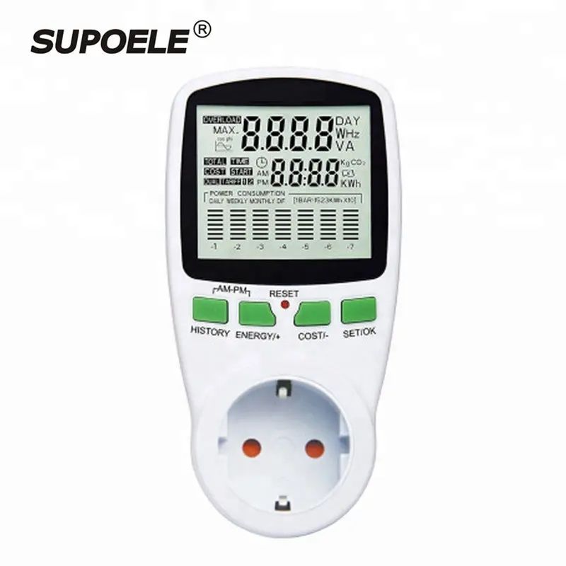 SUPOELE AC Power Meters 220v digital wattmeter eu energy meter watt monitor electricity cost diagram Measuring socket analyzer