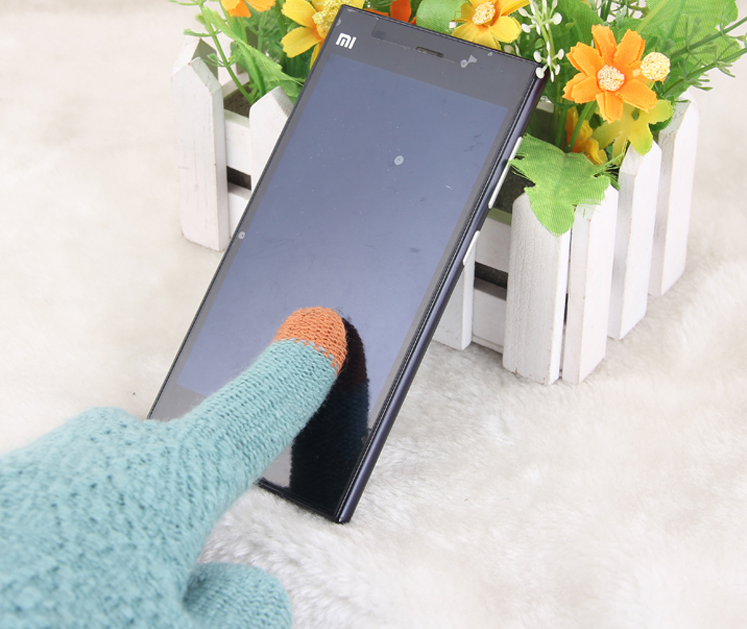 Hotsale Шерстяной Пряжи Перчатки Сенсорный Экран С Контрастных Цветов На Рождество 2016