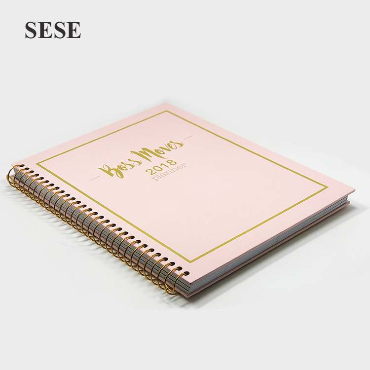 Rose gold spiral bound hard cover notebook printing services