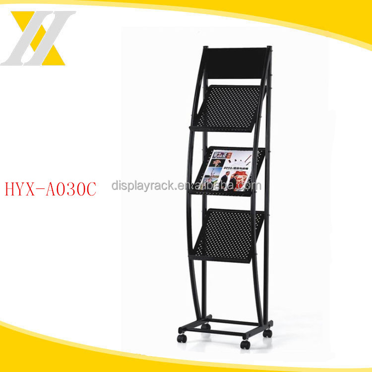 HYX-A030C черный три слоя брошюра стеллаж, мода журнал стенд для периодических офис