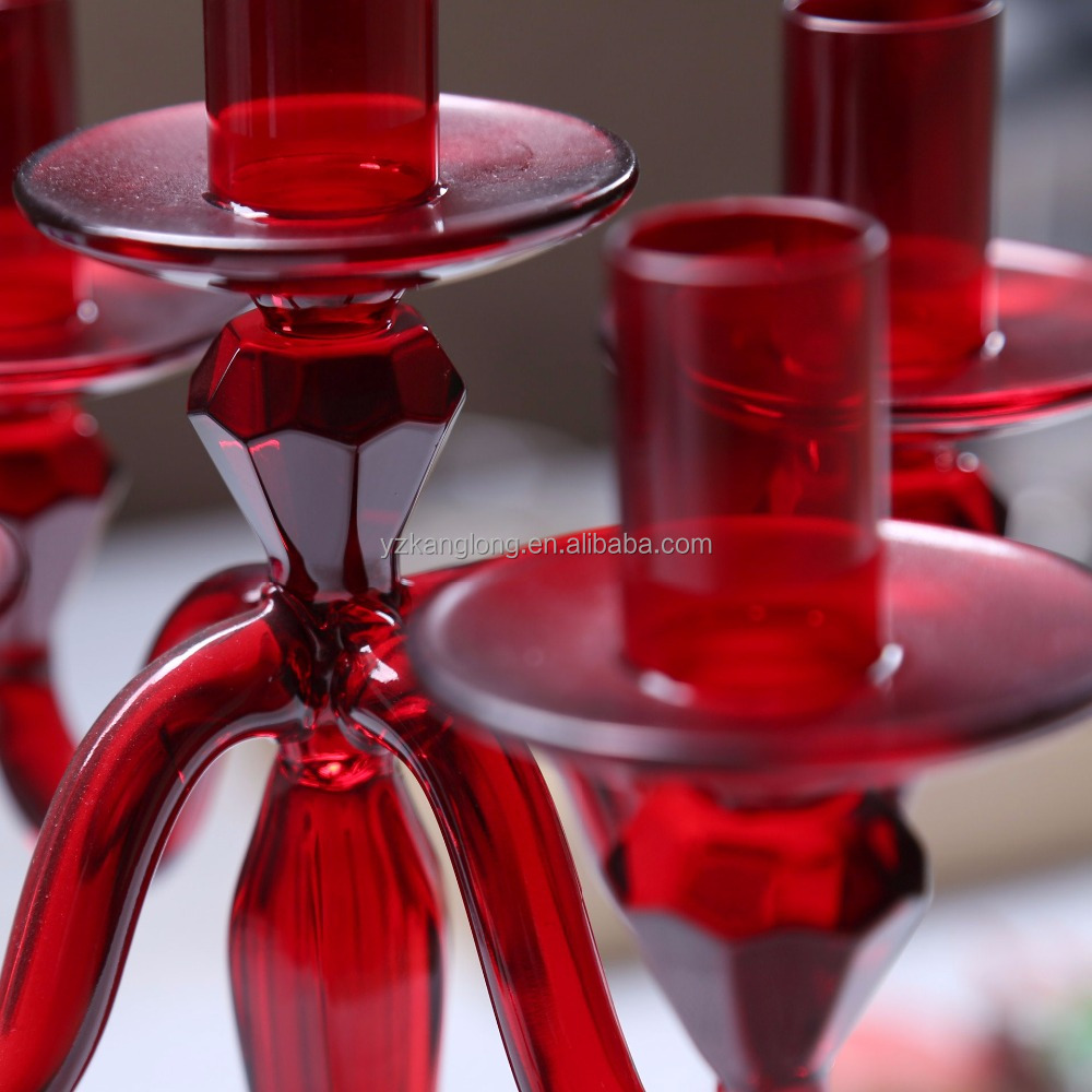 2017 New Products Red Color 5 Arms Candelabra For Wedding  Home Decor