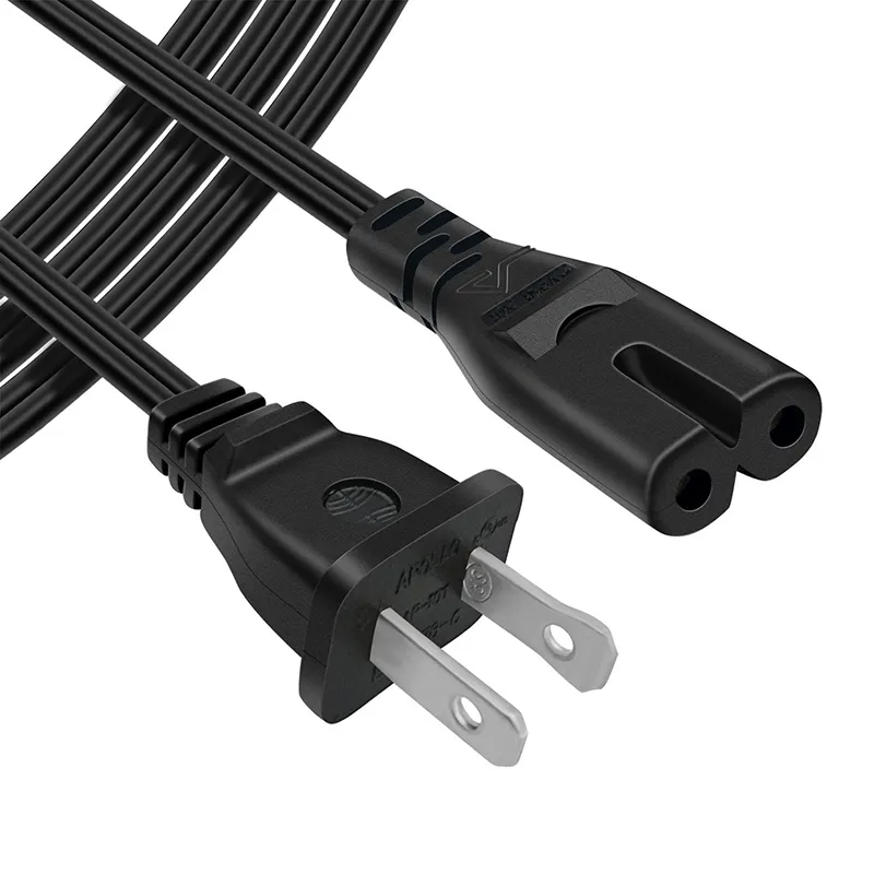 OEM Factory High Quality 220V 18AWG 8 Shape 2 Prong Male  with 2 Slot Female US Cord electrical AC Power Extension Cable