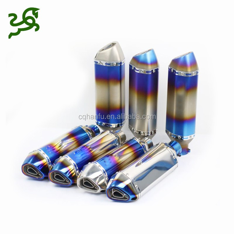 New Arrival Burnt Blue Chrome Motorcycle ATV Bikes Exhaust Muffler Pipe
