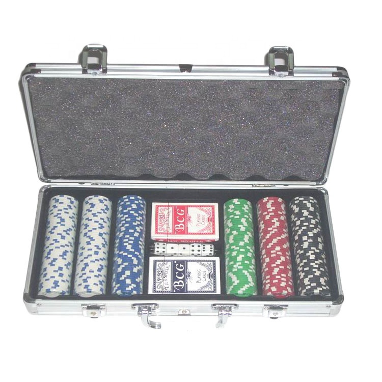 Professional poker chip set in aluminum case with 300 chips