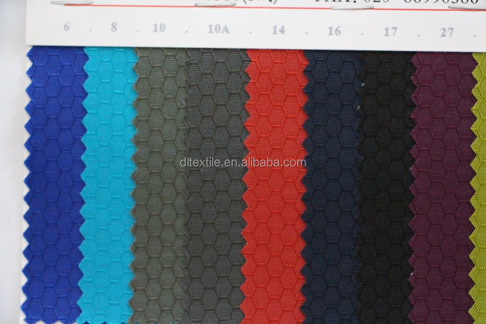 210D nylon fabric ripstop plaid hexagon football pattern style oxford fabric PU coated