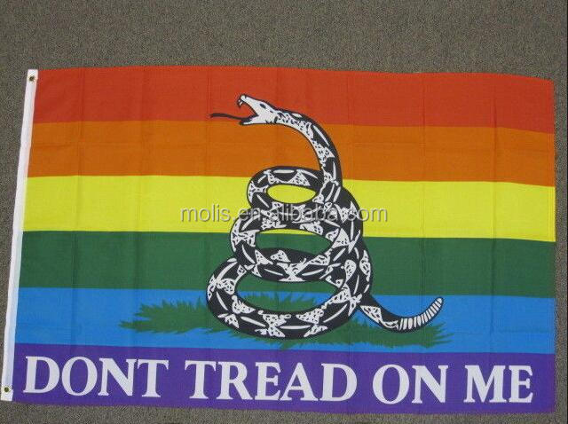 Дешевые 100% полиэстер 3x5ft Гей-прайда не Tread on Me Радужный Флаг