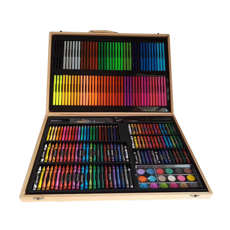 221pcs Deluxe wooden case drawing art set colouring set for kids
