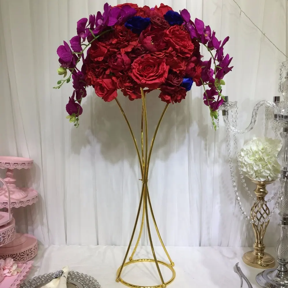 80cm Flower Pillar Gold Metal Flower Stand For Wedding centerpieces