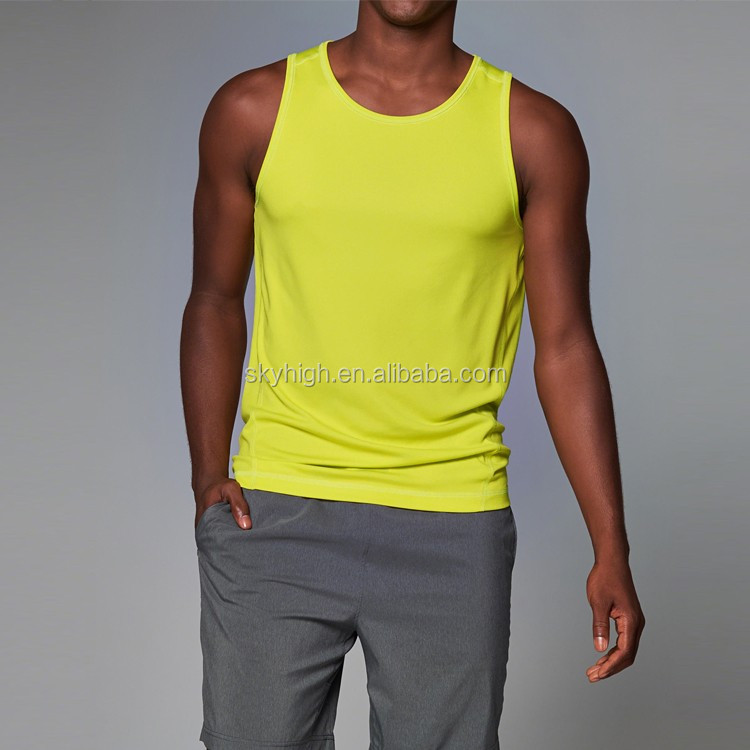 OEM мужская Спортивная майка из хлопка Gym tank top без рукавов ярко-желтый топ