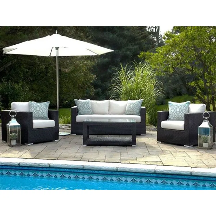 Factory direct poolside outdoor classic garden furniture 4 Seater rattan sofa set