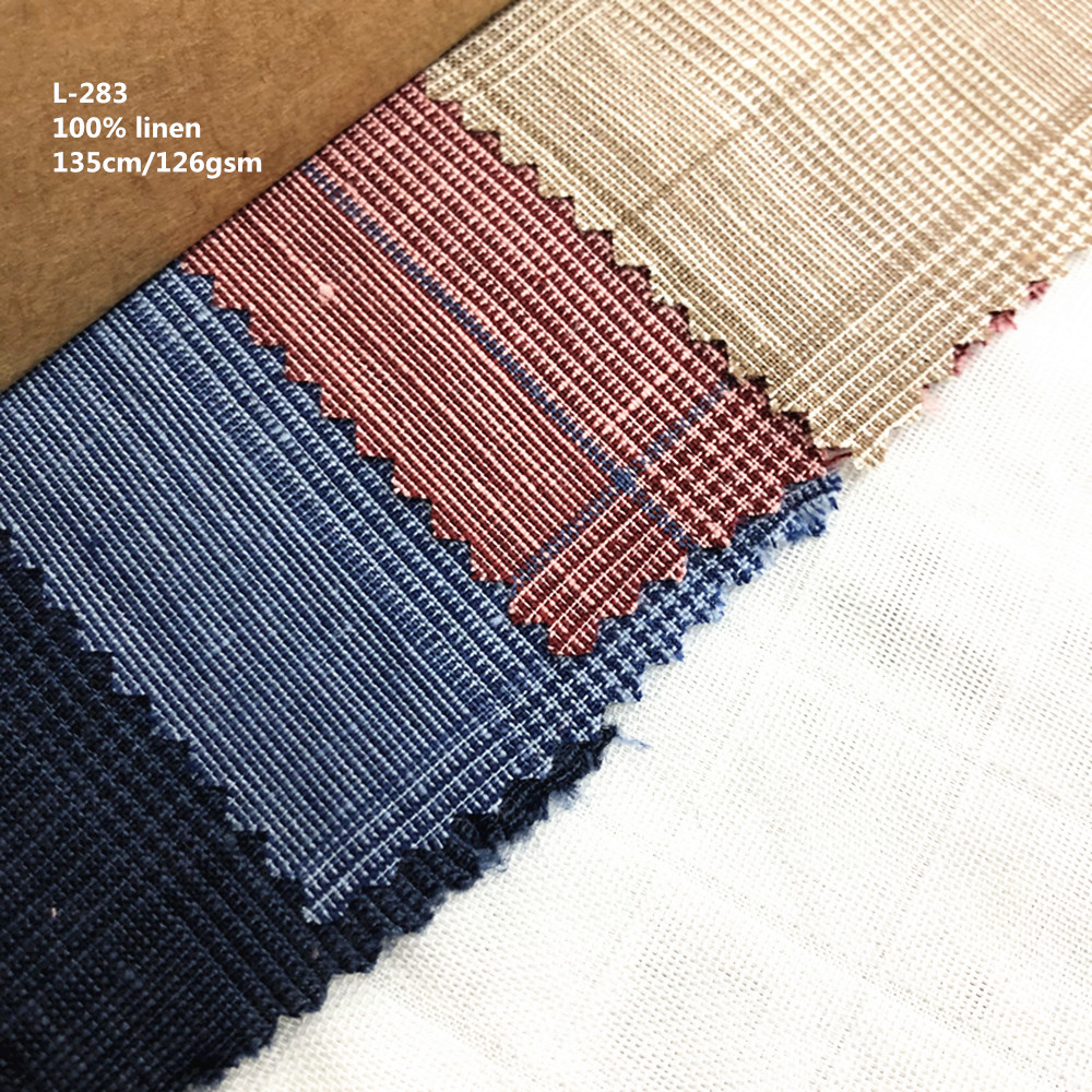 Wholesale Yarn Dyed Stripe Pure 100% Linen Fabric , Fashion Men Shirt Linen Fabric In Stock